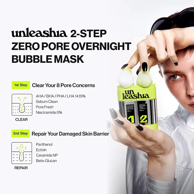 UNLEASHIA - Two Step Zero Pore Overnight Bubble Mask - Masque bulle de nuit en deux étapes – photo 3
