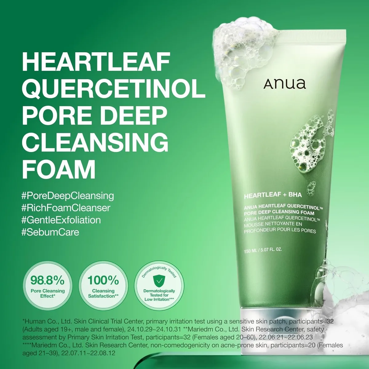 Anua - Heartleaf Quercetinol Pore Deep Cleansing Foam - Mousse nettoyante – photo 3
