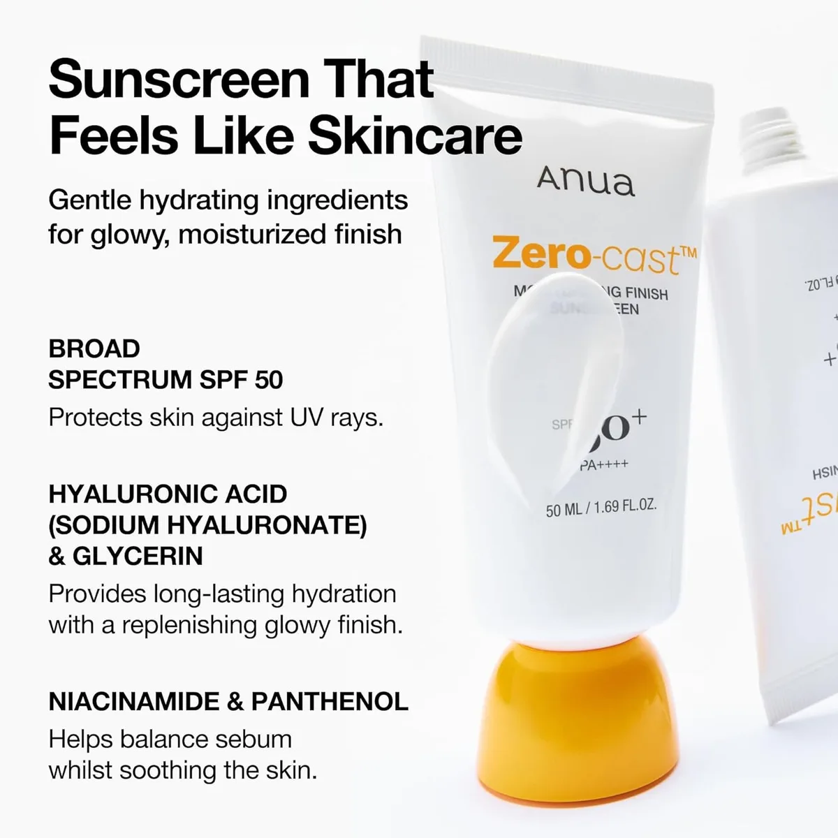 Anua - Zero-Cast Moisturizing Finish Sunscreen - Crème solaire waterproof – صورة 2