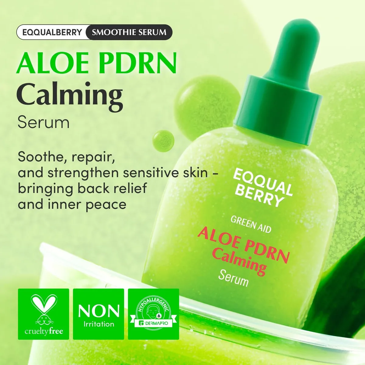 EQQUALBERRY - Aloe PDRN Calming Serum - Sérum apaisant à l'aloe vera et au PDRN – صورة 2