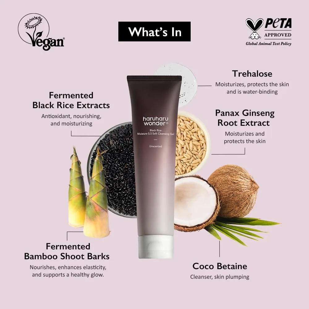 haruharu wonder Black Rice Moisture 5.5 Soft Cleansing Gel – صورة 5
