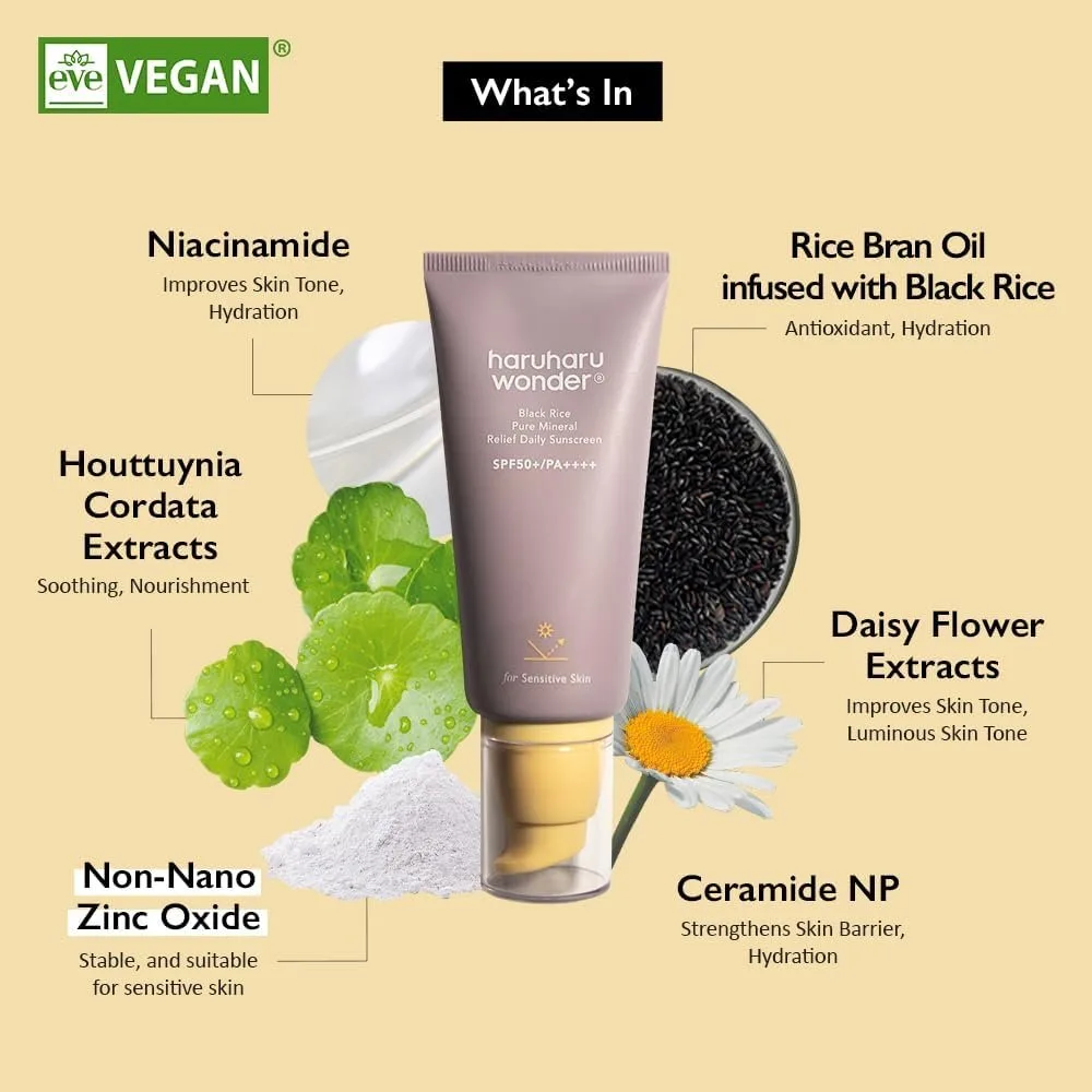 haruharu wonder - Black Rice Pure Mineral Relief Daily Sunscreen - Crème solaire au riz noir – صورة 2