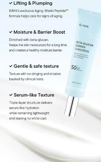 iUNIK - Beta-Glucan Barrier Sunscreen - Crème solaire – صورة 3