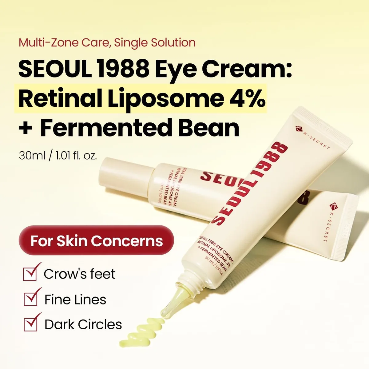 KSECRET - SEOUL 1988 Eye Cream : Rétinal liposome 4 % + extrait de haricot fermenté - Crème contour des yeux – صورة 4