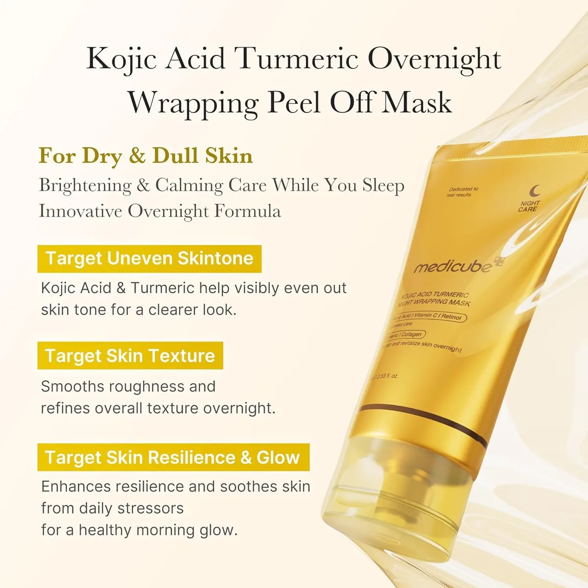 Medicube Kojic Acid Turmeric Overnight Wrapping Peel Off Mask – صورة 3