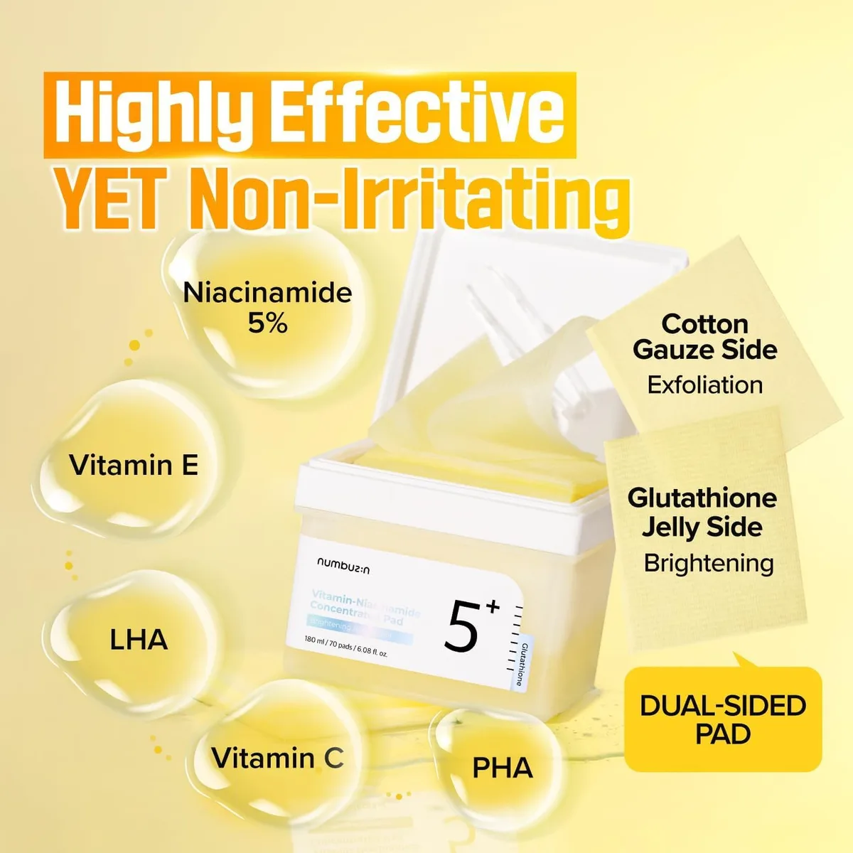 numbuzin No.5+ Vitamin-Niacinamide Concentrated pad – صورة 3
